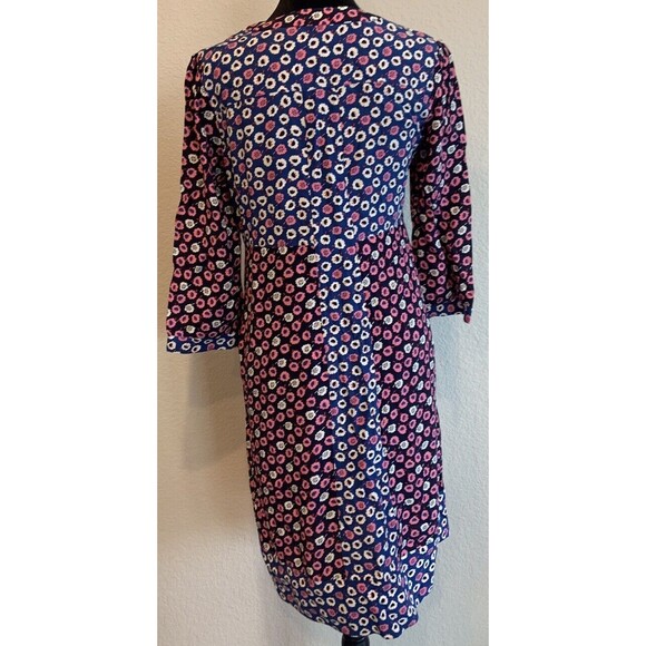 Boden Women's 3/4 Sleeve V-Neck Pink And Blue Floral Shift Dress Size 4L - Picture 2 of 8
